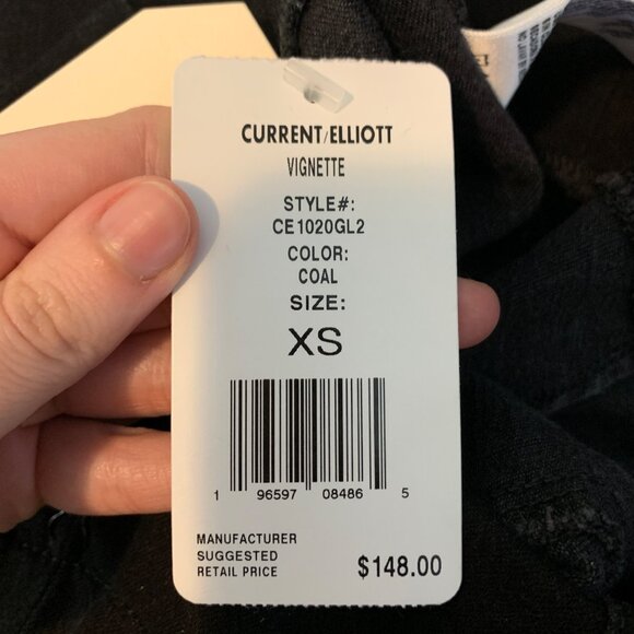 Current/Elliott Vignette Coal Black Skinny Jeans Women's Size XS - Picture 4 of 7